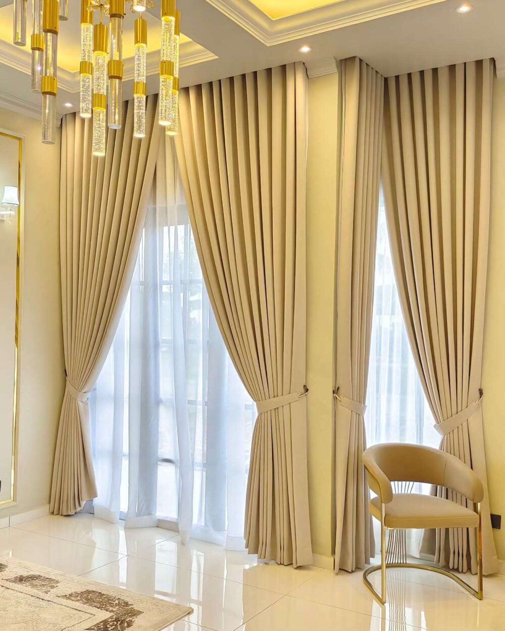 Custom Double-Pleated Curtains in Riyadh
