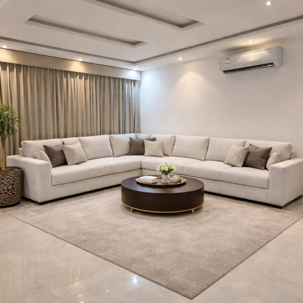 Luxury L-Shaped Upholstered Fabric Sofa