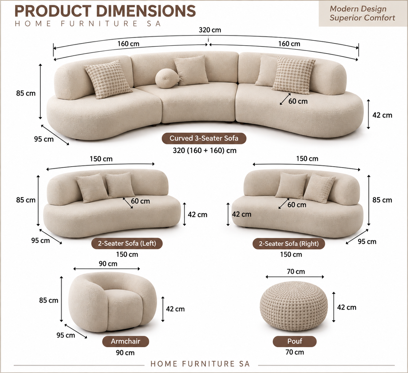 curved sofa set