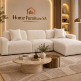 Cream L-shaped sofa with chaise in a modern living room