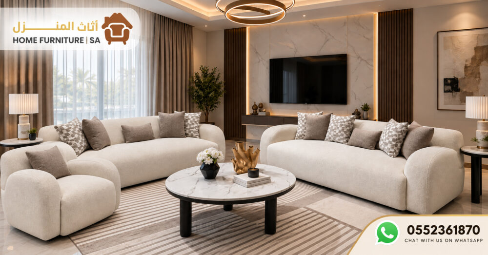 Lunara Cloud 7 seater sofa set 3+2+1 in cream fabric