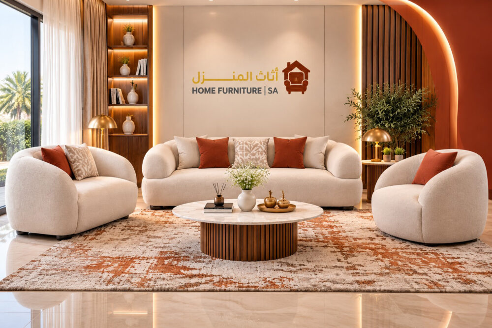 Velora Curve Sofa Set in Riyadh with 3 seater, 2 seater and two chairs