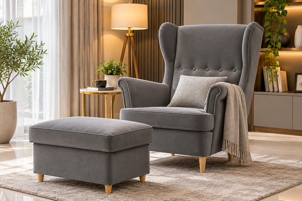 gray wingback chair in riyadh