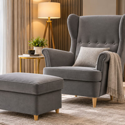 gray wingback chair in riyadh