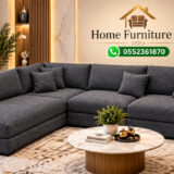 Charcoal modern L shape sofa with chaise in a living room
