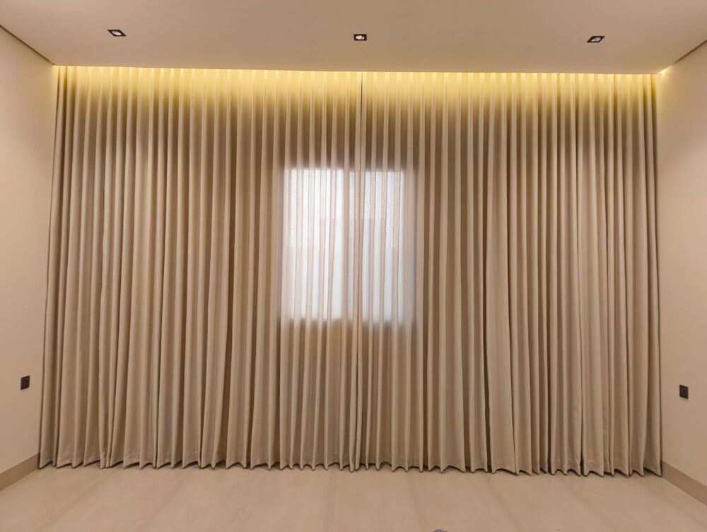 Custom blackout curtain installation in a Riyadh home